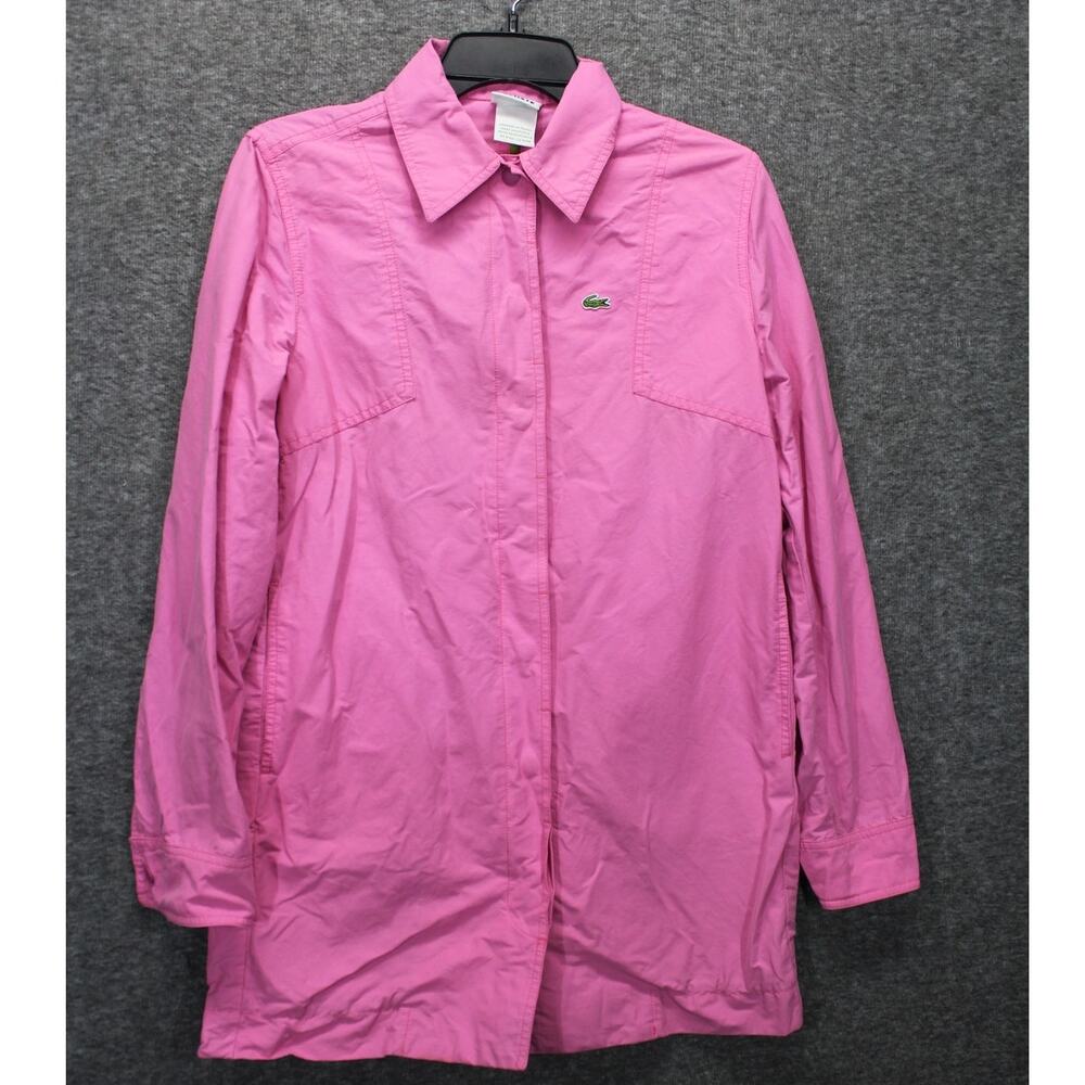 Lacoste Raincoat Womens 36 Pink Snap